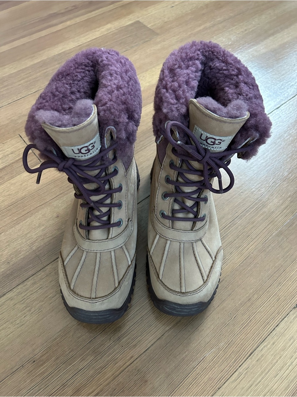 UGG Australia Adirondack eEvent Waterproof Duck Boots Tan Purple Women's 6.5